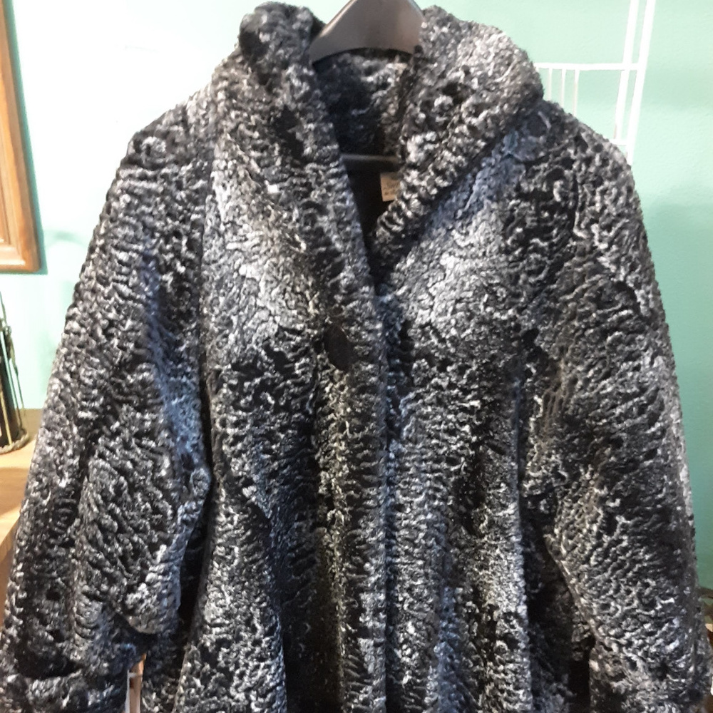 Grey Lamb Jacket w snap closure